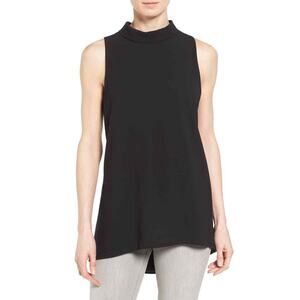 Bobeau Sleeveless Mock Neck Top Pullover Flowy Navy Blue XS